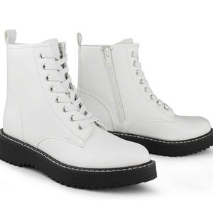 Hawkwell Women's Combat Boots Side Zipper Lace up Ankle Booties size 8